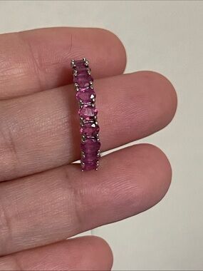 NWT Natural Pink Ruby Gemstone Eternity Band Ring 925 Sterling Silver Size 8.5